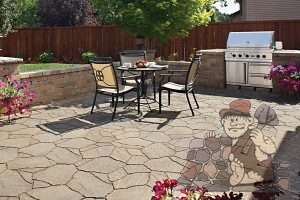 flagstone patio with grill